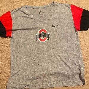 Nike Ohio State V-Neck Tee - Gray, Red, Black